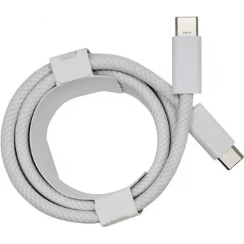 PowerRay USB-C į USB-C 240W nailono pinto kabelis, 2 m, baltas, didmeninė pakuotė 4260357351163