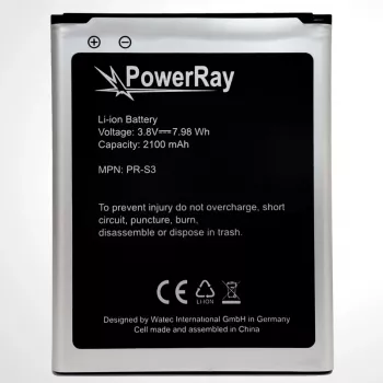 PowerRay baterija PR-S3, skirta Samsung Galaxy S3, 2100 mAh, didmeninė pakuotė