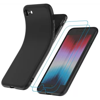 Garegce dėklas iPhone SE 2022 / SE 2020 / 8 / 7 su 2 grūdinto stiklo ekrano apsaugomis
