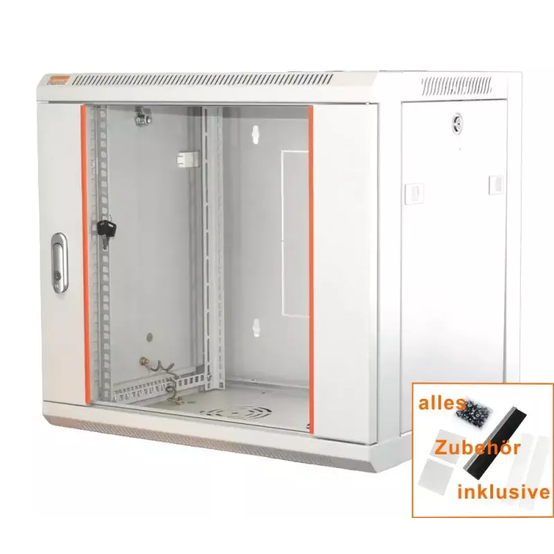 IT-BUDGET 19 colių tinklo spintelė SWA - 12U - 570x600 mm - stiklinės durelės - nuimami šonai - montuojama ant sienos arba grindų - priedų rinkinys - grynai balta (90ITB19WS1266GW)