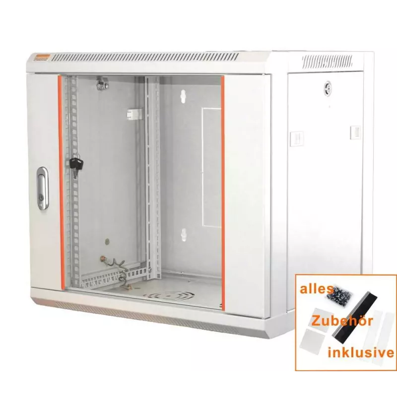 IT-BUDGET 19 colių tinklo spintelė SWA - 12U - 570x600 mm - stiklinės durelės - nuimami šonai - montuojama ant sienos arba grindų - priedų rinkinys - grynai balta (90ITB19WS1266GW)