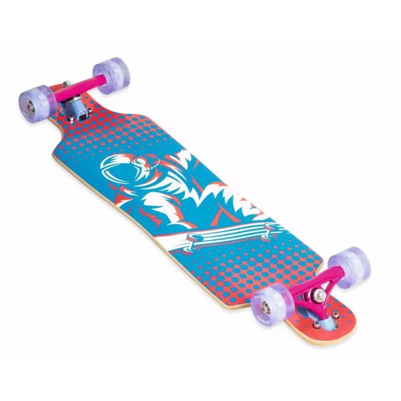 MUUWMI AU 560 kompaktiškas kruizerinis longboardas su LED šviečiančiais ratais, ABEC 7 guoliais, 7 sluoksnių kanadietiško klevo deniu