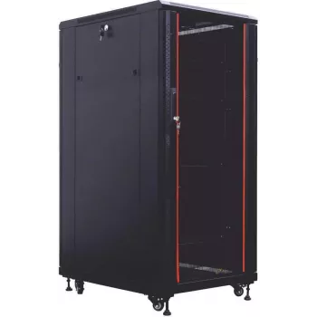 IT-BUDGET 19 colių serverinė spinta SRK - 27U - 800x800 mm - stiklo/plieno durelės - kabelių kanalai - surinkta - juoda (99ITB19SRK2788GSNM)