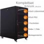 IT-BUDGET 19 inch tinklo spintos SRK komplektas - 18U - 600x1000 mm - stiklinės/plieninės durys - 4 aktyvūs ventiliatoriai - PDU - lentynos - surinkta - juoda 99ITB19SRK18610GSM
