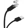 CYOO magnetinis USB įkrovimo ir duomenų kabelis - 2-in-1 Micro USB ir Lightning į USB - 1 m - juodas