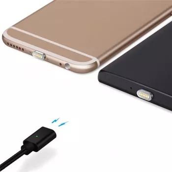 CYOO magnetinis USB įkrovimo ir duomenų kabelis - 2-in-1 Micro USB ir Lightning į USB - 1 m - juodas