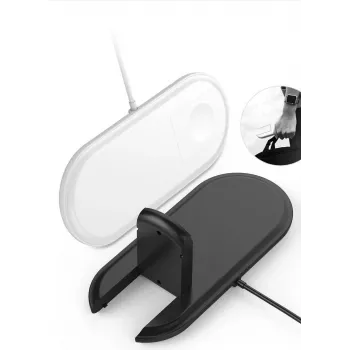 CYOO 2-in-1 belaidžio įkrovimo padas Qi 10W greitasis įkrovimas dvi zonos juodas