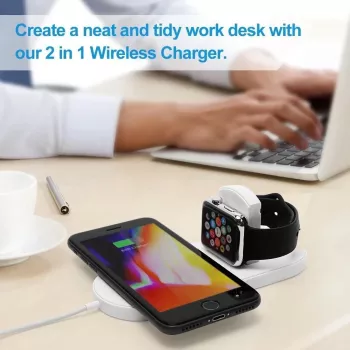 CYOO 2-in-1 belaidžio įkrovimo padas Qi 10W greitasis įkrovimas dvi zonos juodas