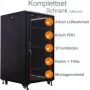 IT-BUDGET 19 inch tinklo spinta SRK pilnas komplektas 22U 600x600mm stiklinės/vientisos durys 4 ventiliatoriai PDU lentynos surinkta juoda 99ITB19SRK2266GSM
