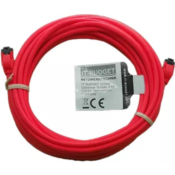 IT-BUDGET Vollkupfer Premium tinklo kabelis (patch) - Slim AWG 28 - Cat.8.1 - 2000 MHz - be halogenų - PoE+ - 40 GBit - raudonas - 5 m (90ITBSLIM81PK5R)
