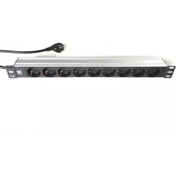 LIEBERNETZ Silence Rack 19 inch 9 vietų maitinimo juosta, 2 m kabelis, juoda/sidabrinė 90LNSDL199S