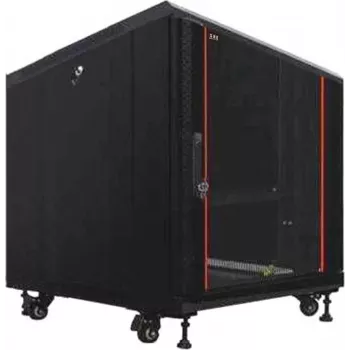IT-BUDGET 19 colių serverių spintelė SRK, 12U, 600x1000 mm, stiklinės priekinės durys, vientisos galinės durys, išardoma, juoda 90ITB19SRK12610GSN
