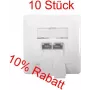 IT-BUDGET SPAR-PACK: 10 x Cat.6A duomenų lizdai, 2 x RJ45 prievadai, ekranuoti, horizontalus kabelio įvedimas, palaiko PoE+, balti (ZAA90ITBDDSW)