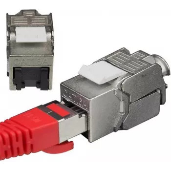 IT-BUDGET RJ45 Business Keystone Modulis Cat.6A Ekranuotas, Montuojamas be Įrankių, Mažo Dydžio su Dulkių Apsauga, PoE+ (90ITBKM6ASS)