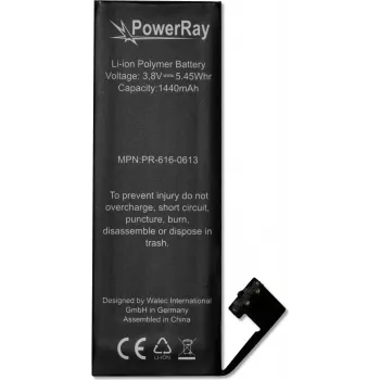 PowerRay akumuliatorius PR-616-0613, skirtas iPhone 5, 1440 mAh, didmeninė pakuotė