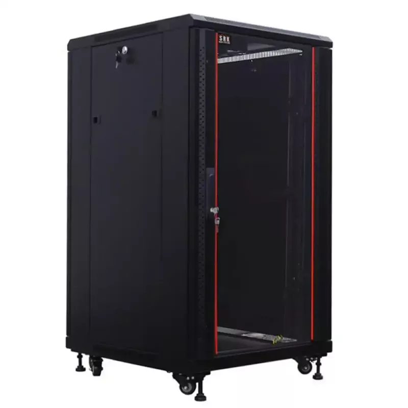 IT-BUDGET 19 colių tinklo spintelė SRK - 22U - 600x600 mm - stiklinės priekinės durys / vientisos galinės durys - išardoma - juoda (90ITB19SRK2266GSN)