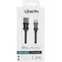 PowerRay PR-DCUL120TBK USB-A į Lightning MFi sertifikuotas pintas nailono duomenų ir įkrovimo kabelis, 1,2 m, juodas