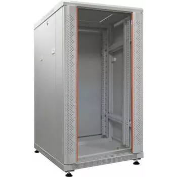 IT-BUDGET 19 inch Tinklo spintelė SRK, 18U, 600x600 mm, stiklo/plieno durelės, išardoma, šviesiai pilka 90ITB19SRK1866GGN
