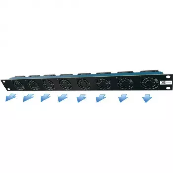 Liebernetz 19 inch 1U stovo ventiliatorių blokas - horizontalus išmetimas, 95 m³/h, 12V DC, 34 dB, juodas (90LN19LUE1HE8BR)