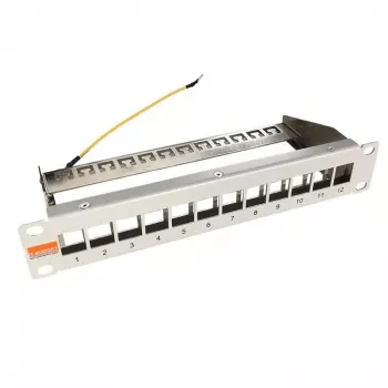 IT-BUDGET 10 inch tuščias patch panelis Keystone moduliams - 12 prievadų - ekranuotas - 1U - be modulių - pilkas (90ITB10MT12PG)