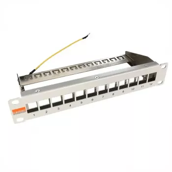 IT-BUDGET 10 inch tuščias patch panelis Keystone moduliams - 12 prievadų - ekranuotas - 1U - be modulių - pilkas (90ITB10MT12PG)