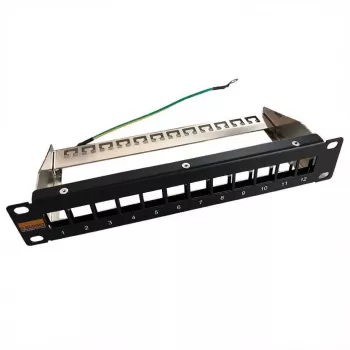 IT-BUDGET 10 inch tuščias patch panelis Keystone moduliams - 12 portų - ekranuotas - 1U - neužpildytas - juodas (90ITB10MT12PS)