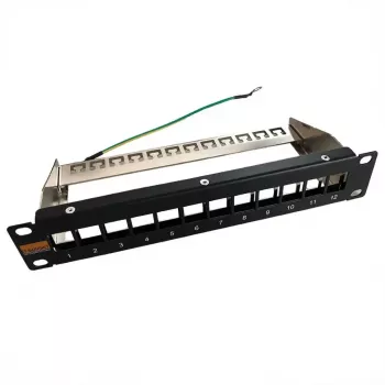 IT-BUDGET 10 inch tuščias patch panelis Keystone moduliams - 12 portų - ekranuotas - 1U - neužpildytas - juodas (90ITB10MT12PS)