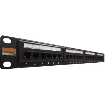 IT-BUDGET 19 inch 24 prievadų Cat.6 250MHz neekranuotas 1U juodas patch panelis (90ITBPP6US)
