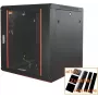 IT-BUDGET 19 inch tinklo spintelė SWA - 4U - 570 x 350 mm - stiklinės durelės - nuimami šonai - montavimas ant sienos/grindų - priedų rinkinys - juoda (90ITB19WS4635GS)