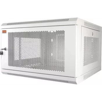 IT-BUDGET 19 inch sieninis tinklo spintos korpusas 6U, 570x600 mm, perforuotas priekis ir šonai, nuimamos šoninės plokštės, baltas 90ITB19MSR666TW