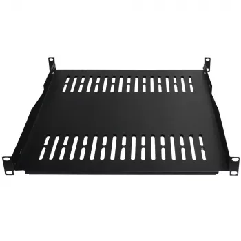 IT-BUDGET 19 inch fiksuota stelažo lentyna / prietaisų padėklas, 80 kg apkrova, 450 mm gylis, reguliuojamo gylio tvirtinimas, juoda 90ITB19FBX450S