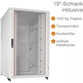 IT-BUDGET 19 inch serverio spintos SRK 27U 800x1000 mm šviesiai pilka su stiklo/plieno durelėmis, išardoma (flatpack) 90ITB19SRK27810GGN