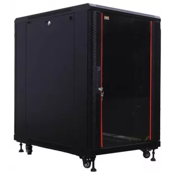 IT-BUDGET 19 inch Tinklo spintelė SRK - 18U - 600x1000 mm - Stiklo/Plieno durelės - Išardoma - Juoda 90ITB19SRK18610GSN