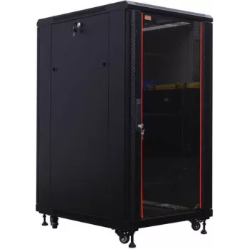 IT-BUDGET 19 inch serverinė spintelė SRK - 27U - 800x1000 mm - stiklo/plieno durelės - kabelių kanalai - surinkta - juoda 99ITB19SRK27810GSNM