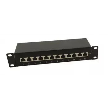 IT-BUDGET 10 colių pach panelis - ekranuotas - Cat.6A - 500MHz - 12 prievadų RJ45 - PoE+ - 1U - juodas (90ITB10PP6AS)