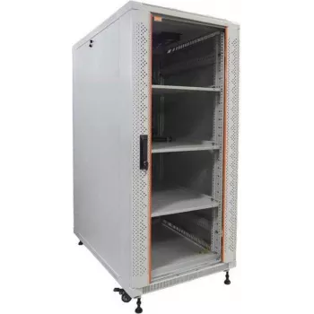 IT-BUDGET 19 inch serverinė spinta SRK komplektas - 27U, 600x1000 mm, stiklinės/plieninės durelės, 4 aktyvūs ventiliatoriai, PDU, lentynos, šviesiai pilka 90ITB19SRK27610GG