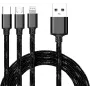 CYOO 3-in-1 USB įkrovimo ir duomenų kabelis - Micro USB, USB-C, Lightning - juodas