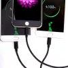 CYOO 3-in-1 USB įkrovimo ir duomenų kabelis - Micro USB, USB-C, Lightning - juodas