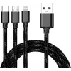 CYOO 3-in-1 USB įkrovimo ir duomenų kabelis - Micro USB, USB-C, Lightning - juodas