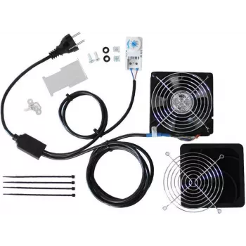 IT-BUDGET IT spintos ventiliatoriaus rinkinys su termostatu, 160 m³/h, 230 V, paruoštas pajungimui, 1 ventiliatorius 90ITBTKD180603KTHS128