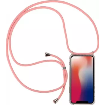 CYOO kaklo pakabos dėklas su rankos dirželiu Huawei P30 - rožinis silikoninis CY121035