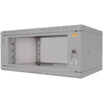 IT-BUDGET 19 inch sieninis spintelė TAUNUS 4U 350mm gylio stiklinėmis durelėmis šviesiai pilka 90ITB19435GG