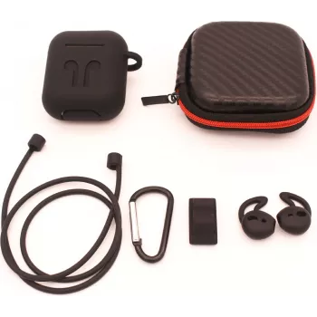 CYOO 6in1 silikoninis dėklas su priedais - juodas - Apple AirPods dėklas (CY120795)