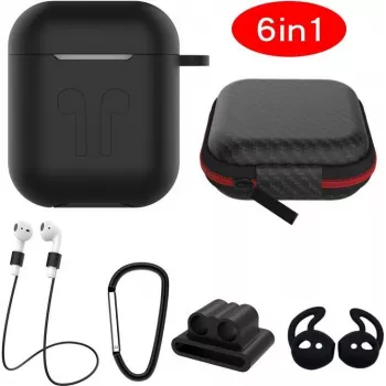 CYOO 6in1 silikoninis dėklas su priedais - juodas - Apple AirPods dėklas (CY120795)