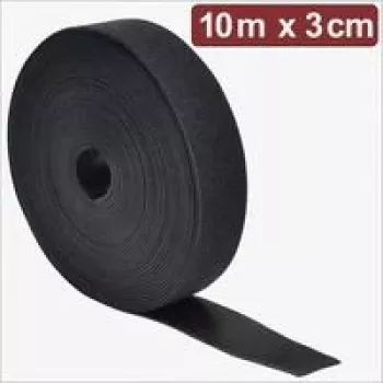 Quadrios 24CA308 lipniųjų juostelių („Velcro“ tipo) juosta, 10 m x 3 cm, juoda, savaime susikabinanti, kerpama, skirta kabeliams rišti