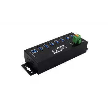 EXSYS USB 3.2 Gen1 7 prievadų pramoninis šakotuvas su DIN bėgio tvirtinimo komplektu ir 15kV ESD apsauga (EX-1187HMVS-2)