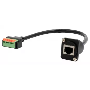 EXSYS EX-49161 D-Type RJ45 moteriškas į 8 kontaktų gnybtų bloką adapteris su mygtuku, CAT.5e, 20 cm