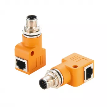 EXSYS EX-49502 M12 A koduotas 8 kontaktų kištukas į RJ45 lizdą 90° pramoninis Ethernet adapteris