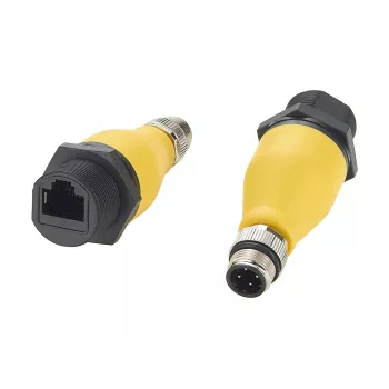 EXSYS EX-49524 pramoninis M12 D-Code 4 kontaktų vyriškas į RJ45 moterišką adapteris, IP67, Fast Ethernet