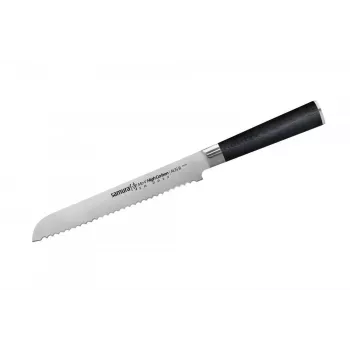 SAMURA Harakiri duonos peilis 230 mm, dantytais ašmenimis, AUS-8 nerūdijantis plienas, juoda ABS rankena